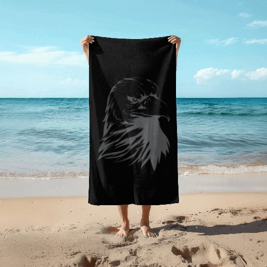 Bald Eagle Silhouette Beach Towels
