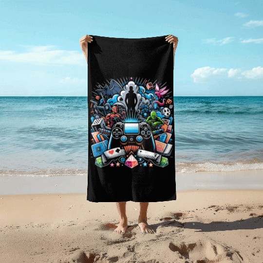 Gamer's Galaxy Beach Towels
