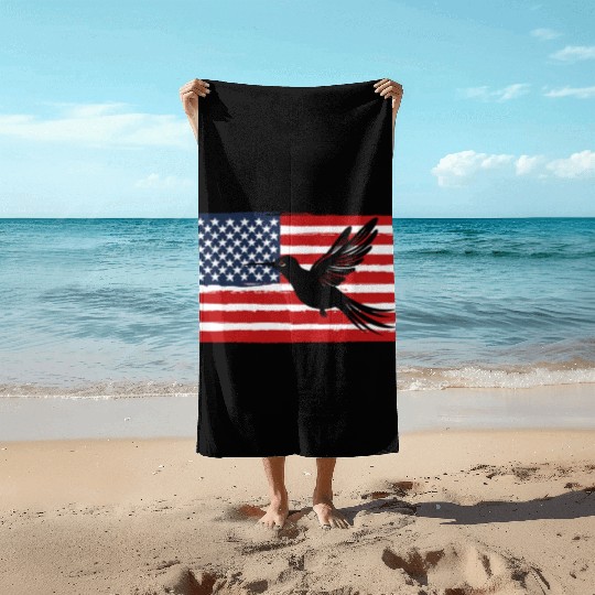 Hummingbird Us Flag Us American Flag Beach Towels