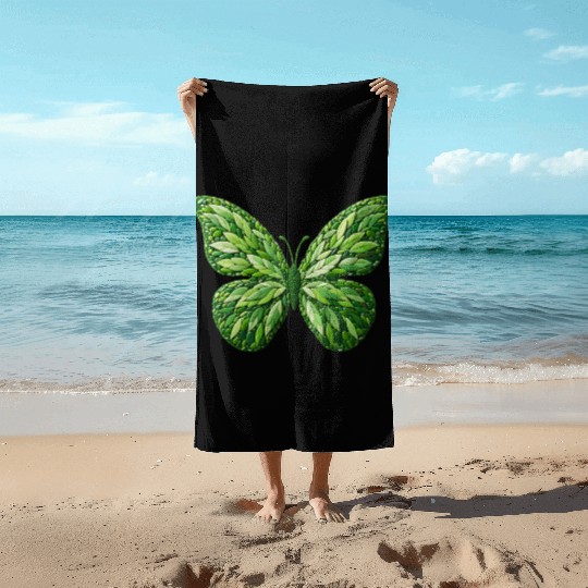 Verdant Leafwing Monarch Butterfly Beach Towels