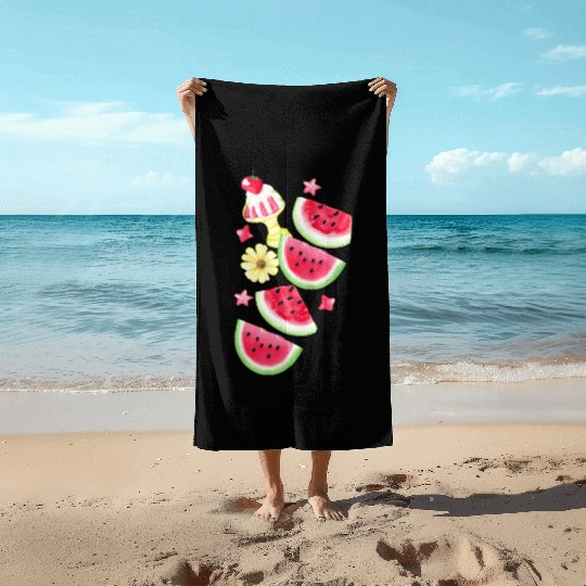 Watermelon Sweet Summer Treat Design Beach Towels
