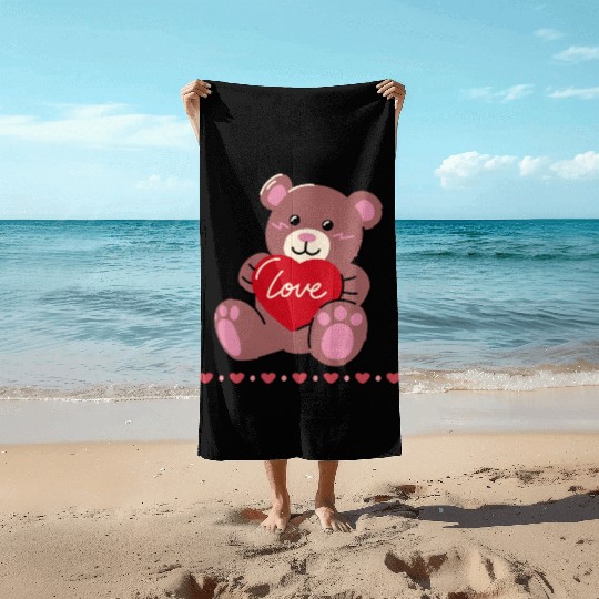 Happy Valentines Day Cute Bear Collections Beach Towels