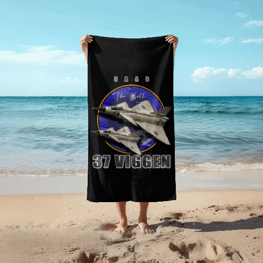 Saab 37 Viggen Swedish Multi Combat Aircraft Beach Towels