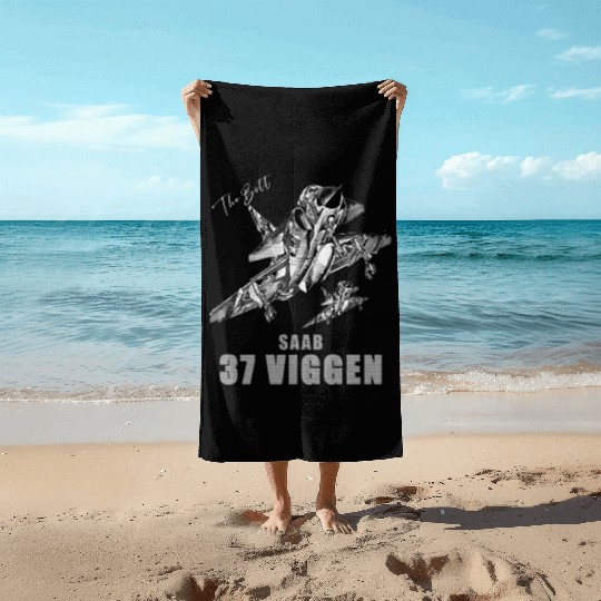 Saab 37 Viggen Swedish Multi Combat Aircraft Beach Towels