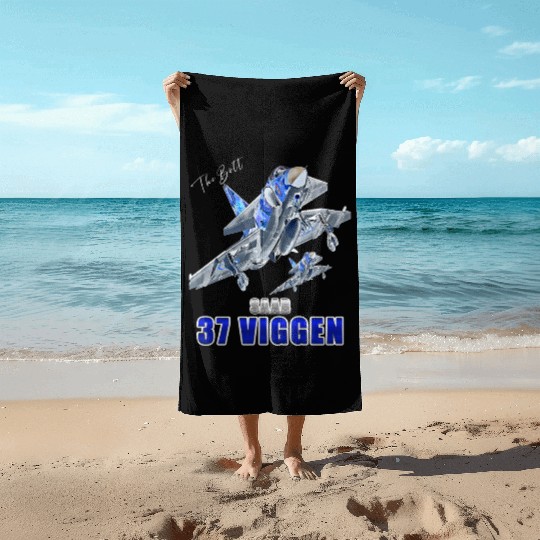 Saab 37 Viggen Swedish Multi Combat Aircraft Beach Towels