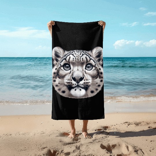 Snow Leopard Leopard White Leopard Beach Towels