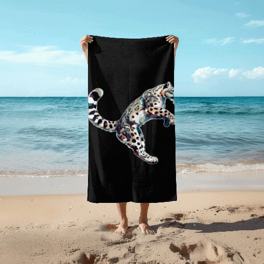 Snow Leopard Leopard White Leopard Beach Towels