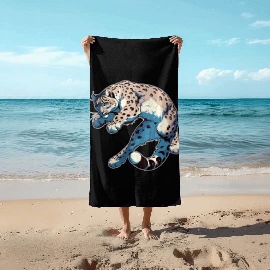 Snow Leopard Leopard White Leopard Beach Towels