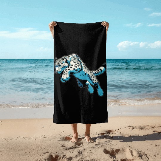 Snow Leopard Leopard White Leopard Beach Towels