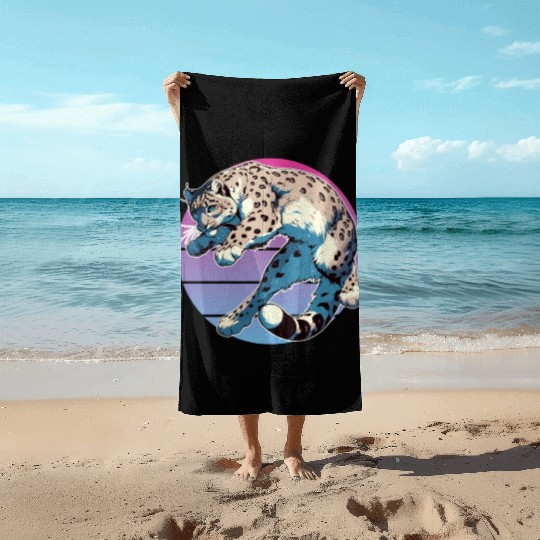 Snow Leopard Leopard White Leopard Beach Towels