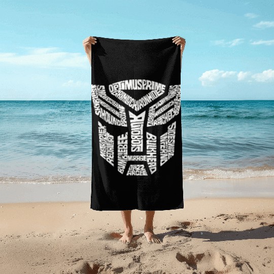 Trans formers Autobots Comics Typography Beach Towels