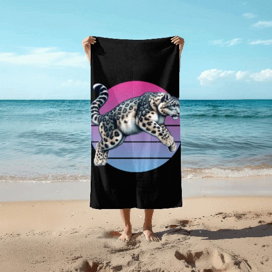 Snow Leopard Leopard White Leopard Beach Towels