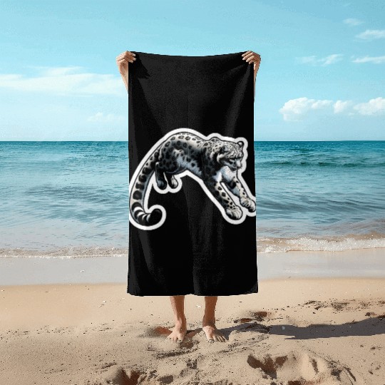 Snow Leopard Leopard White Leopard Beach Towels