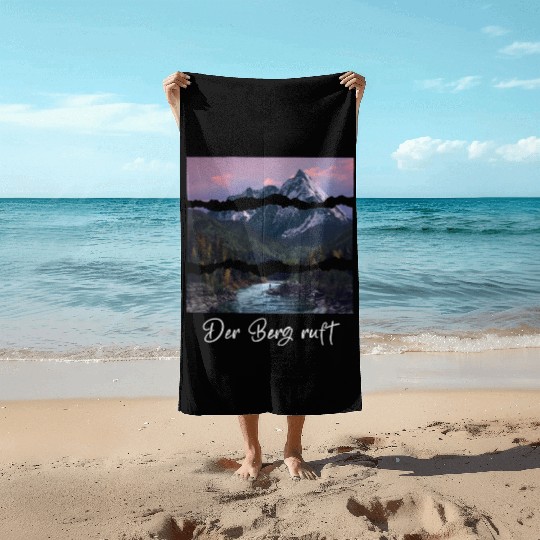 the mountain is calling Beach Towels