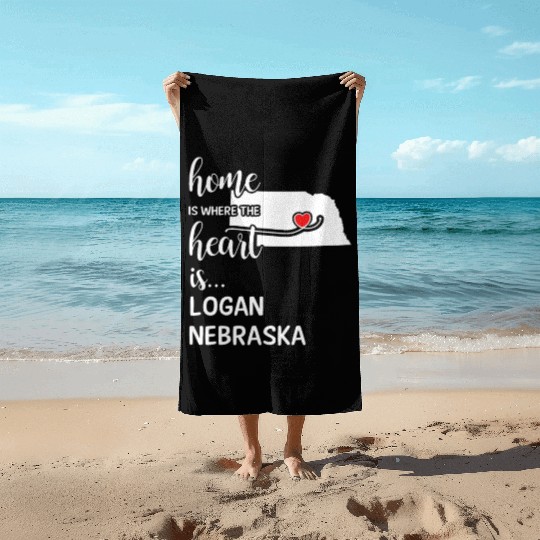 Logan County Nebraska Is Where My Heart Is Gift Beach Towels