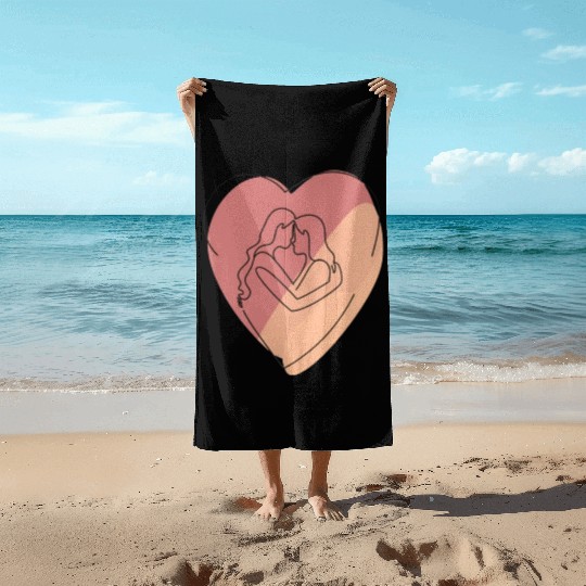 Lesbian Couple in Heart Beach Towels