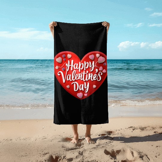 Happy Valentines Day - Lovely Hearts Beach Towels