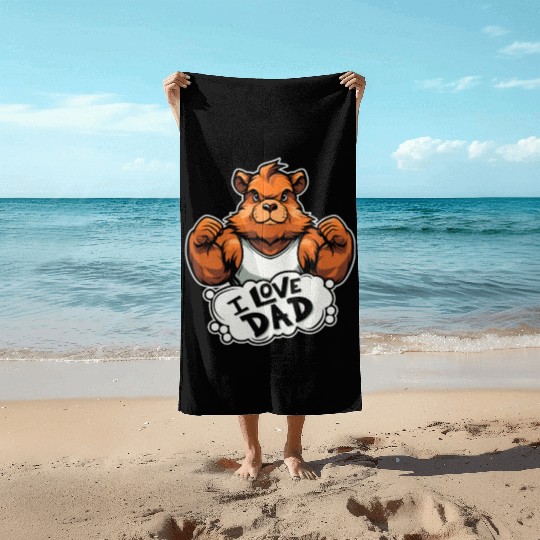 Guinea Pig Cavy I Love Dad Beach Towels