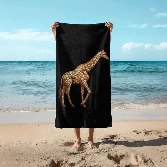 Serene Giraffe - Pebble Art Beach Towels
