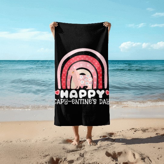 Comfort Colors Capybara Valentines Day Cute Funny Beach Towels