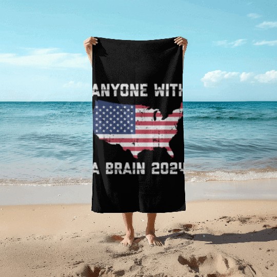 2024 Brain Vote Democracy Anti-Trump Beach Towels