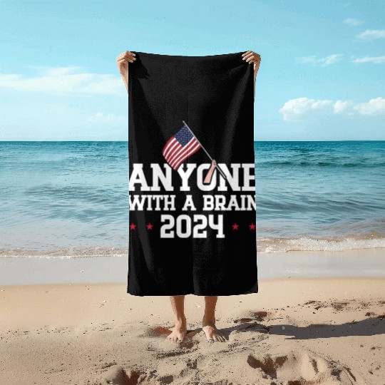 2024 Brain Vote Democracy Anti-Trump Beach Towels