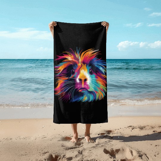 Watercolor Colorful Guinea Pig Colorful Beach Towels