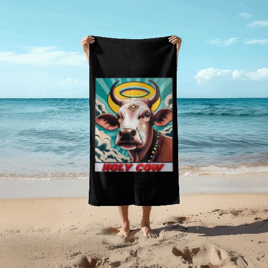 Holy Cow Humor Funny Comics Beach Towels