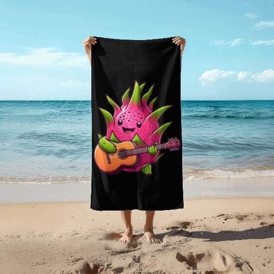 Dragon Fruit Jam: Playing the Guitar Beach Towels