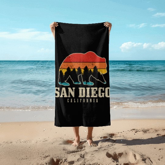 San Diego California Bear Souvenir Beach Towels