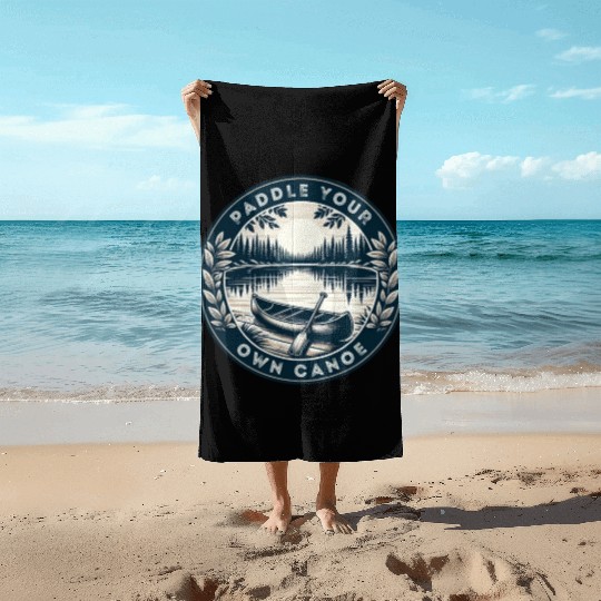 Solo Canoe Journey Lake Beach Towels