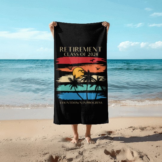 2024 Retirement Countdown Beach Beach Towels