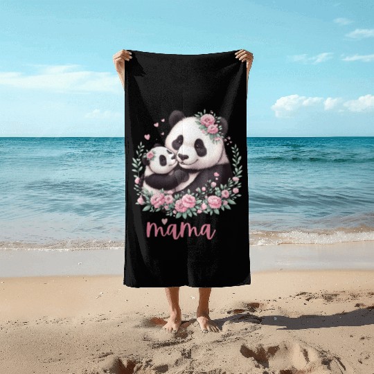 Panda Lover I Mama Panda And Cub Mother's Day Beach Towels
