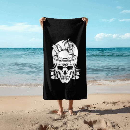 Surfing Surfer Skull Skull Nature Beach Towels
