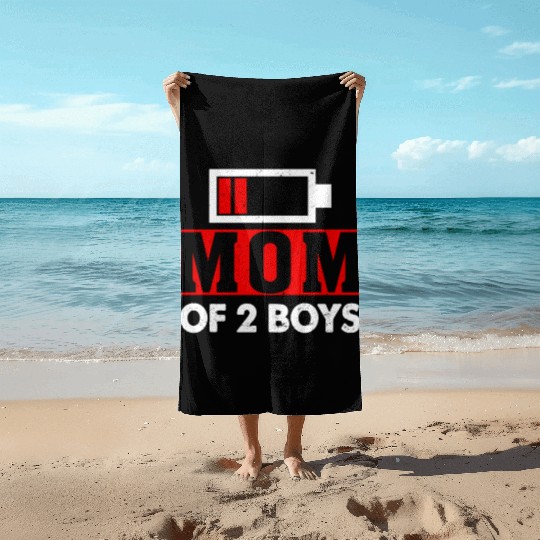 Mom of 2 Boys Mom and Son Matching Mom Gifts Beach Towels
