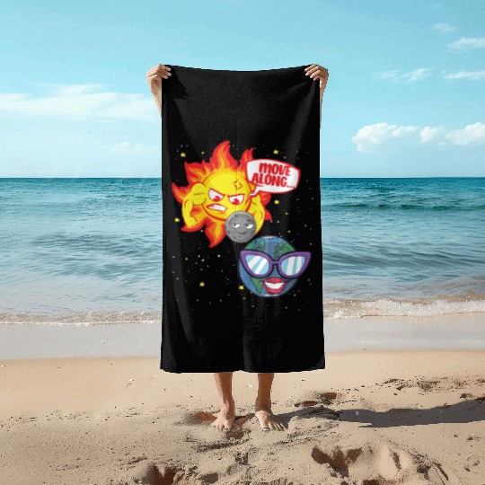 Total Solar Eclipse Move Along 4.08.24 Funny Kidsm Beach Towels