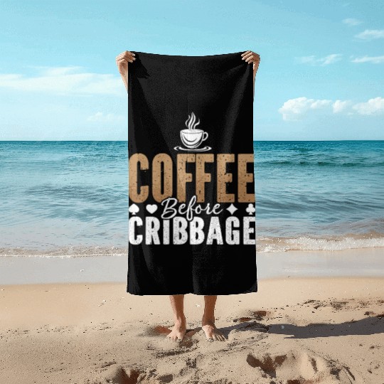 Cribbage Player Coffee Board Game Coffee Lover Beach Towels