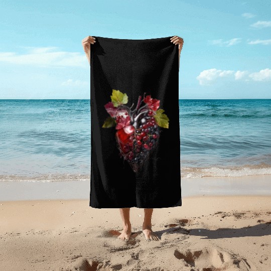 Default Human heart made with wine and red grape Beach Towels