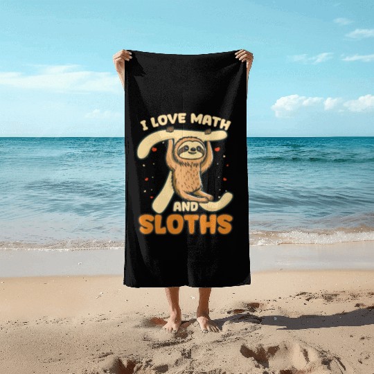 Pi Day I Love Math And Sloths Beach Towels