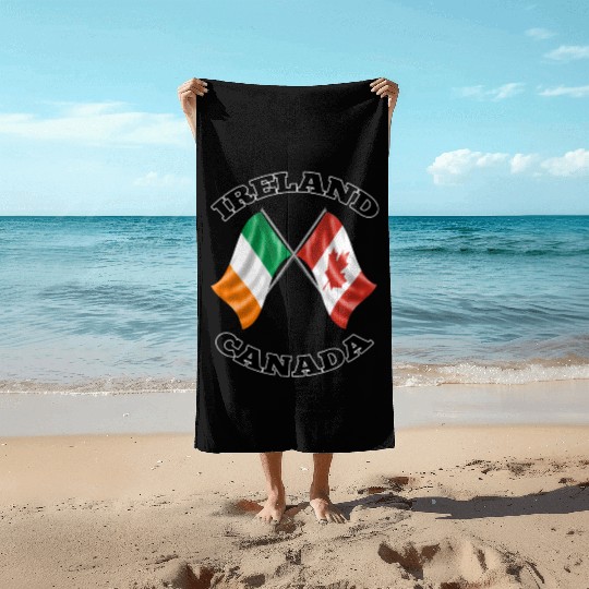 Irish Canadian Ireland and Canada Flags Beach Towels