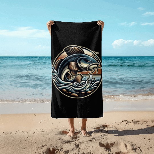 Flathead Catfish Fishing Beach Towels