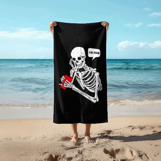 Skeleton Design I m Fine Great Beach Towels