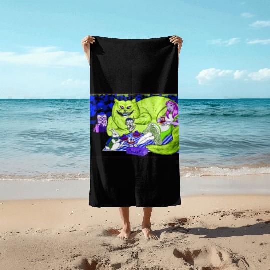 Alice in Picnic land Black (Light Version) Beach Towels