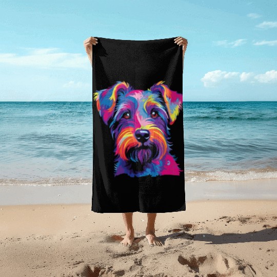 Watercolor Colorful Tschechischer Terrier Beach Towels