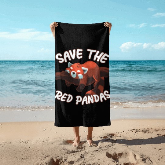Save The Red Pandas Beach Towels