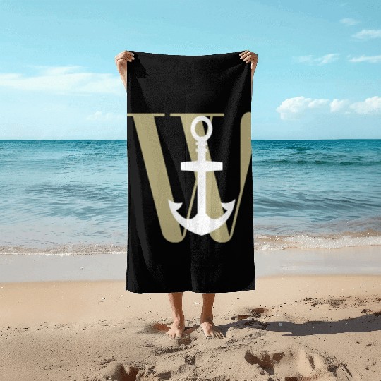 Wanchor W Anchor Essential,Hunter, pirate, ship Beach Towels