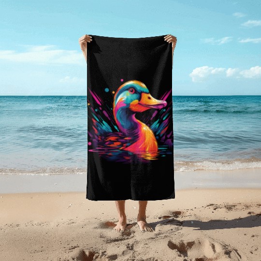 Watercolor Colorful Alpaca Colorful Animals Beach Towels