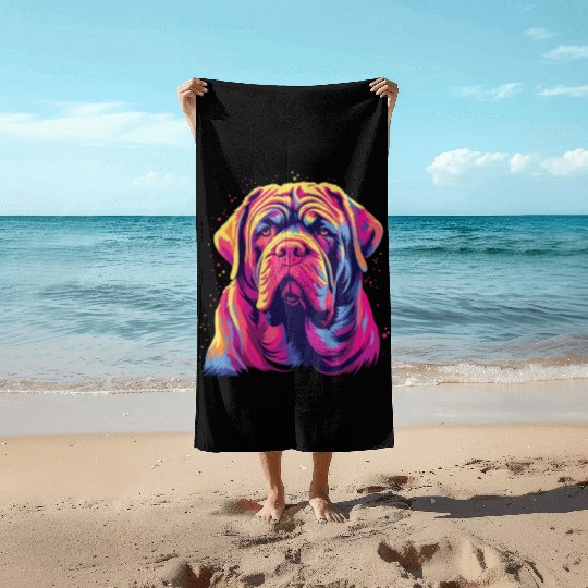 Watercolor Colorful Neapolitan Mastiff Beach Towels
