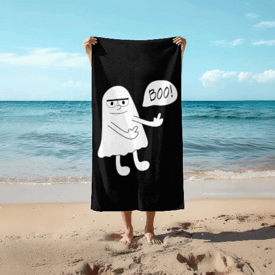 Ghost morbid middle finger Beach Towels