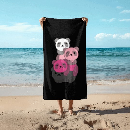 Transfem Flag Pride Lgbtq Cute Panda Beach Towels